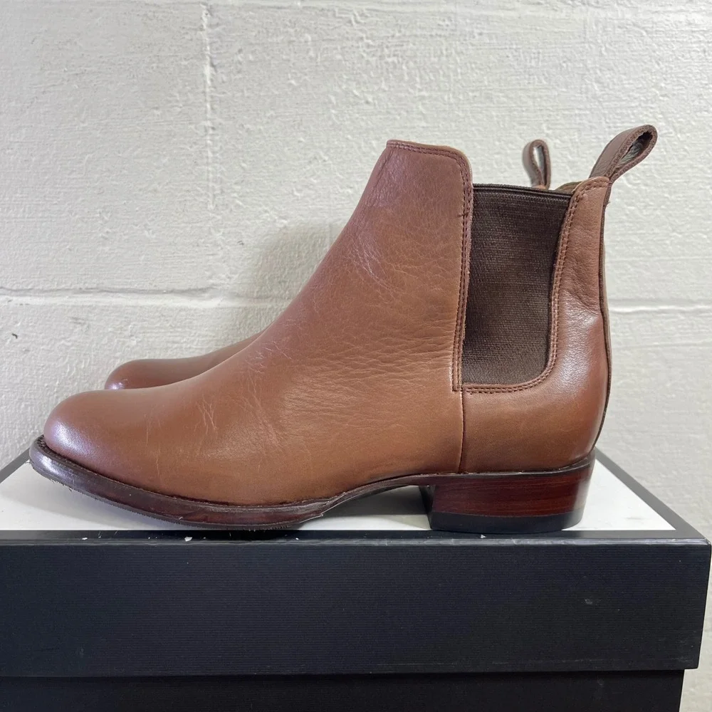 Tecovas The Chance II Chelsea Ankle Boots Brown Leather Pull On Men's‎ 8.5 D